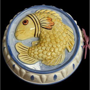 Vintage Fish Jell-O Gelatin Mold Ceramic Wall Décor 8.5in  Himark Made in Japan